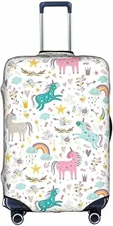 [FSCEV] Unicorns Pink Trolley Suitcase Protective Cover Business Travel Luggage Protector Fashion 18-32 Inches, White, L