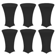 6pcs Round Cocktail Tablecloth 32" x 43", Highboy Spandex Table Cover, Black
