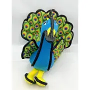 Tuffy Zoo Peacock Durable Squeaks Floats Heavy Duty Large 16" Long Tug Toy