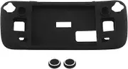 Silicone Protective Case Compatible with Steam Deck 2021, Ergonomic Full Protection, Non-Slip Scratch-Resistant Soft Cover Protective Case with 2 Joystick Caps, Black