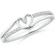 Round Diamond Split Shank Heart Promise Ring