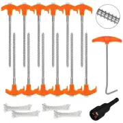Heavy Duty Tent Stakes 18-Pack 8.07 Inch with Rope & T Pull Hook