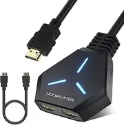 HDMI Splitter 1 in 2 Out, HDMI Splitter for Dual Monitors, 4K HDMI Splitter Ver1.4 Supports 3D Full HD 1080P Compatible for/PS3/PS4/Blu-Ray Player/MacBook/HDTV(Mirror Only, Not Extend)