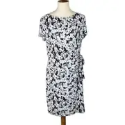 ALICE + OLIVIA By Stacey Bendet Black White Floral Tie-up Bow Knee Dress Size 4