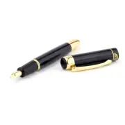 Hero 9018 Fountain Pen - Fude Artist's Signature Nib - Black Gold Luxury F