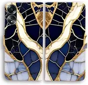 Flip Wallet Phone Case for Oppo A/AX/R/Find/Reno Phone Series - Abstract Mosaic Marble Print Pattern (Oppo A96 5G)