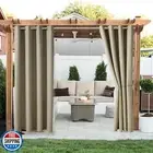 LORDTEX Linen Look Indoor/Outdoor Curtains, 52" W x 84" L, Taupe Waterproof,