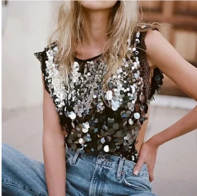 NWT Intimately Free People Main Character Sequence Bodysuit Silver Sz S