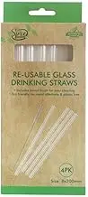 Premium Glass Reusable Foldable Extra Long Drinking Straws 4 Clear 1 Brush