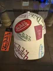 Von Dutch Off White Multi-Logo Cap SnapBack With Patches NWT Hat