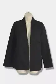 $278 Eileen Fisher Women's Black High Collar Open Front Coat Jacket Size XXS