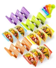 Premium Large Taco Holder Stand, Colorful Taco Holders or 4, Reusable Set of 6