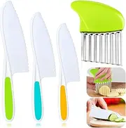 4 PCS Kids Safe Knives Set: Toddler Knife Set for Real Cooking, Kids' Cooking Kits Kitchen Tool Toy for 2-10 Boy Girl Birthday Gift
