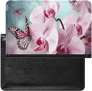 [HEBVNJF] Passport Holder Travel Accessories Pink And White Flowers Waterproof Passport Travel Wallet with Card Slots for Women Men, Orchid Flower Butterfly, One size