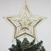 CHAMPAGNE GLITTER TREE TOPPER STAR 215mm