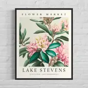 Lake Stevens Washington Flower Market Art Print Lake Stevens Flower Wall Art