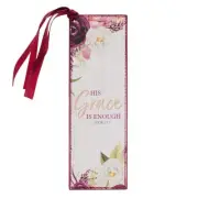 Burgundy Faux Leather Scripture Bookmark: His Grace is Enough - 2 Cor. 12:9