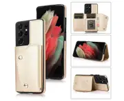 Case for Samsung Galaxy S21 Ultra, Leather Wallet Case With Card Pockets Back Flip Shockproof Cover Case-Gold