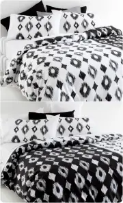 Shuteye Ikat Queen Quilt Cover Set Black/White