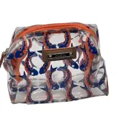 Stella & Dot Cosmetic Accessory Bag Fish Pattern Orange Blue Water Zip Clutch