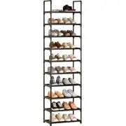 10-Tier Tall Shoe Rack, Adjustable 20-25 Pairs Shoe Shelf Storage Organizer f...