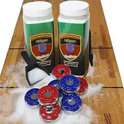 YDDS Shuffleboard Pucks w/ 2 Cans Shuffleboard Wax, Mini Dustpan and Brush for Shuffleboard Table, Complete Shuffleboard Accessories Bundle
