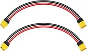 2PCS XT60 Extension Cable 12AWG 1FT XT60 to XT60 Cable with Male to Female Connector for Solar Panel RC Battery Replacement Accessories