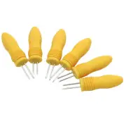 Chef Craft Soft Grip 6.5" Corn on the Cob Holders, Yellow Silver, 6 Pack