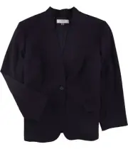 Tahari Womens Star Collar One Button Blazer Jacket, Purple, Plus Size, 16W