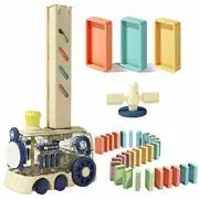 200 PCS Automatic Dominoes Train Set,Fun and Colorful Train with Lighting Sound Effects,Creative Dominos Game Toy for Kids Boys and Girls Age 3-8 (Yellow)
