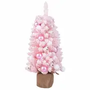 Costway 90cm Snow Flocked Christmas Tree Mini Tabletop Xmas Decoration w/Natural Cotton Balls