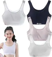 [Whyzsjnclg] 4PCS Teen Girl Bra, Training Bra, Soft & Comfortable Training Bra with Breathable Pads & Wide Shoulder Straps Girls Bras Non Slip & Quakeproof Sports Bra for 12-16 Years Old