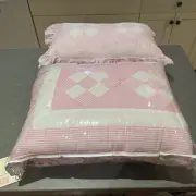 Katha Diddel Vintage Designer Handmade Patchwork Baby Crib Quilt Pink