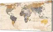 [JLXART] World Map Poster for Wall Vintage Canvas Prints Photos Nautical Map Decor Modern Framed Wall Art of The World Map Wall Decor for Office Living Room Bedroom Travel Memory Home Decor Artwork