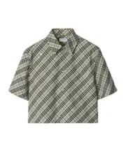 Burberry Short Sleeved Checked Cropped Shirt UK10,UK8,UK6,UK12,UK4,UK2 chaff color