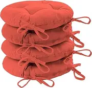 Harbour Housewares Paprika Seat Pads for Dining Chairs - 40 x 40cm - Pack of 4 - Round Garden Seat Cushions with Ties Soft Padded Pillow Indoor Kitchen Cushion Outdoor Patio Garden Chair Pads