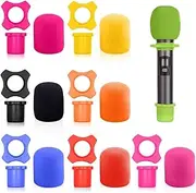 Barafat 8 Set Shakeproof Anti-Rolling Handheld Microphone Silicone Ring, Colorful Microphone Foam Windscreen Covers for KTV, Interview, Recording Studio, Performance, Speech