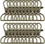 Bag Straps 30-Pack Swivel Buckle Strap D-Ring Lanyard Spring Hook Keychain Clip Hook Metal Lobster Claw Clasp for Key Ring Hand Sewing Straps for Bags, Brown, One size