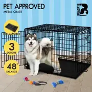 BEASTIE Dog Cage Pet Crate Metal Kennel Cat Collapsible Playpen 48" Large