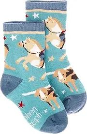 [Stephen Joseph] Toddler Kids Boys Girls Unisex Non-Slip Fashion Cotton Crew Socks, Western, Large US, Western