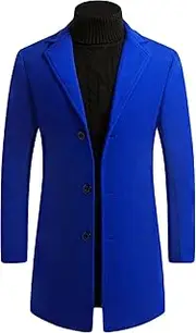 [DGHM-JLMY] Men's Mid Long Wool Blend Windbreaker Single Breasted Lapel Peacoat Coat Casual Business Warm Overcoat