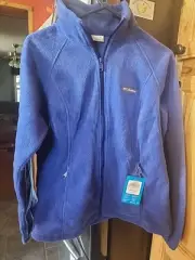 Columbia Sweater Womens size L Blue Full Zip Up Fleece 2 Pocket New