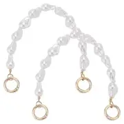 Pearl Bag Straps, 2pcs Decorative Purse Extender 12 Inch Silver Clasps