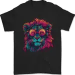 A RETROWAVE LION 獅子 動物 男式T恤  休閒百搭 個性 街頭 短T 潮流 時尚 經典 有趣 可愛 純棉