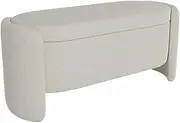 TINGTINGLI Storage Storage Stool, Bedroom Bedside Stool, Entry Shoe Stool, Sofa Stool, solid wood frame, large capacity storage, suitable for living room, bedroom(White 120cm/47in)