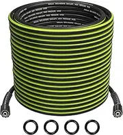 Pressure Washer Hose 50FT × 1/4" 4000 PSI Kink Resistant Flexible High Power Washer Replacement Hose Connect M22-14mm/15mm Accessories for Car Wash & Garden Cleaning