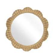 Belle Belle Rattan Scallop Round Mirror