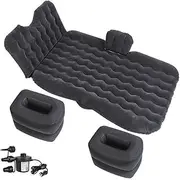 Inflatable Car Air Mattress – Air Bed with Pump Kit – Back Seat Travel Air Mattress – Camping Vacation Blow up Bed - Sleeping Pad with 2 Pillows - Universal Car SUV Truck Fit(Beige)