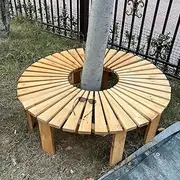 Wooden Garden Bench, Outdoor Benches Weatherproof Durable Slatted Seat, Semi-Circular Wrap Around Tree Bench for Patio Park Backyard, Front Porch(Half Round)