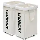 Goodpick Laundry Baskets with Wheels and Handle, 2-Pack 75L Collapsible Laund...